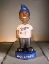 Dodgers Lakers Magic Johnson Autograph Signed Rare Gnome Bobblehead Beckett Wit picture