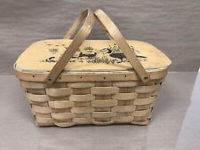 Vintage Basketville Picnic Basket With Hand Painted Canadian Geese 17x12x8 picture