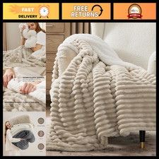 Bedsure Soft Sherpa Blanket Fluffy Throw Gift Beige 50