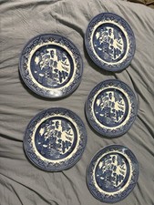 Vintage Churchill England Blue Willow Salad Luncheon Plate 8” Lot Of 5 Plates picture