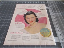 1947 Pond's Angel Face Makeup Woman Pearls Vintage Print Ad picture