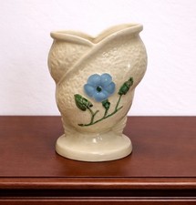 Vintage Hull USA Pale Yellow with Blue Morning Glory Flower Vase (5-6) picture