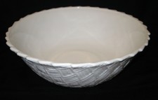 Vntg Indiana White Milk Glass Weavetex Woven Basket 9” Round Salad Serving Bowl picture