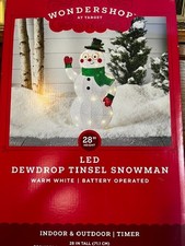 WONDERSHOP LED DEWDROP TINSEL SNOWMAN BATTERY LIGHTED W/TIMER picture