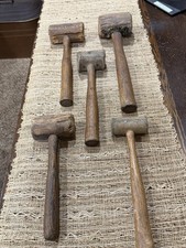Lot of 5 Primitive Antique Vintage Wood Mallets picture