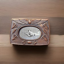 Antique J.J. Cordano Egyptian Revival Scarab Miniature Picture Frame 3x2 picture
