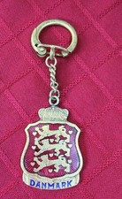 Danmark Coat of Arms Enamel Keychain Made in Denmark Crest Heraldic Shield picture
