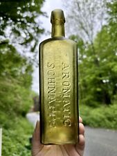 Gorgeous Light Electric Yellow Udolpho Wolfe’s Aromatic Bitters Bottle Large Sz picture