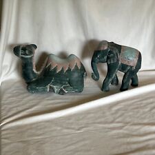 Hand Carved Wood Elephant And Camel India Hand Painted picture