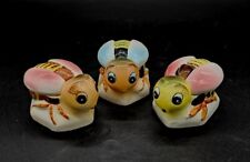 3 1950s Anthropomorphic Honey Bumble Bee Ceramic Honey Jam Jelly Jars Japan  picture