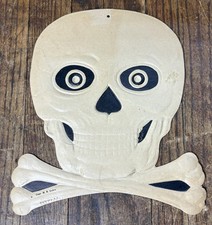 Vintage 1940s H. E. Luhrs / Beistle Embossed Halloween Skull and Crossbones picture