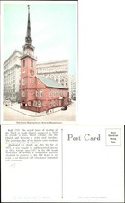 Old South Meeting House Boston Massachusetts MA tower clock unused old postcard picture