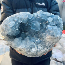 17.2lb Natural Blue Celestite Geode Quartz Crystal Mineral Specimen Healing picture