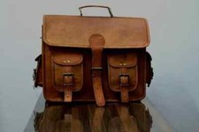 New 1 Side Brown Leather Motorcycle Side Pouch Saddlebags Saddle Panniers picture