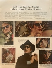 1968 Terence Stamp Foster Grant Sunglasses PRINT AD Behind Foster Grants VTG 60s picture