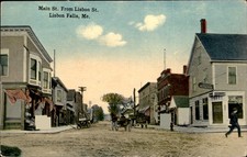 Lisbon Falls ME Main Street A. N. Beal, Pharmacist c1900s-10s Vintage Postcard picture