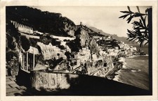 Vintage Amalfi Italy Hotel Cappuccini Coastal View 1937 Posted RPPC Postcard picture