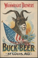 Photo:St. Louis MO Wainwright Brewery Buck Beer 1900s Goat Poster USA Flag picture