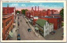 Main Street Looking West Biddeford ME Vintage Street Scene Postcard 2389 picture