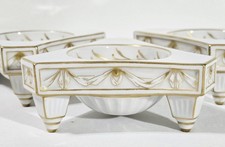 MINT RARE KPM Porcelain - Kurland Shape Gold Laurel 3 FOOTED SALT CELLARS picture