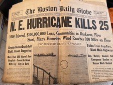 The Boston Globe newspaper September 22, 1938 Great Hurricane picture