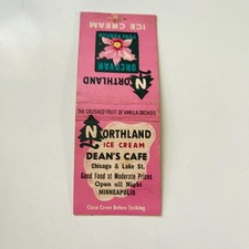 Northland Ice Cream Dean's Cafe Minneapolis Vintage Matchbook Cover TMB93-6 picture