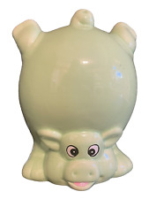 Silly Vintage Ceramic Piggy Bank Green Handstanding  picture