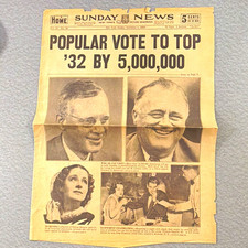 Vintage Nov 1, 1936 NY Daily News FDR front page only picture