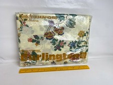 Vintage NOS Burlington Waverly Schumacher 1 Full Fitted Sheet Flower Leaves  picture
