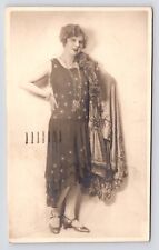 c1920s~Beautiful Flapper Lady~Hollywood Regency Style Dress~Deco~RPPC Postcard picture