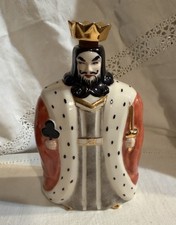 RARE Vintage Ezra  Brooks King of Clubs Decanter Royal Crest China Hip Flask picture