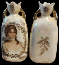 Antique German Porcelain Erdmann Schlegelmilch Set of 2 small Vases Please read picture