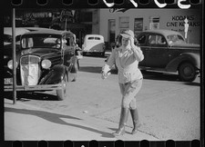 Photo:1930s Street Scene Woman Walking Vintage Cars Kodak Sign picture