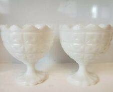 2 Vintage Napco Milk Glass Candy Dish Vase Planter 6 1/2