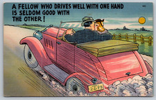 c1940s Vintage Car Couples Humor Boston USA Postcard picture