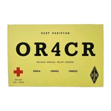 Vintage QSL Ham Radio Post Card East Pakistan 1971 Belgian Red Cross Hy-Gain picture