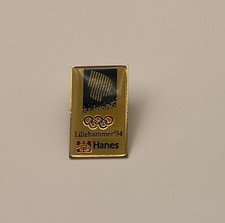 Vintage 1994 Lillehammer Winter Olympics Hanes Sponsor Lapel Pin Olympic Rings picture
