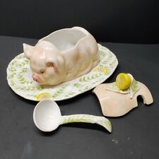 Soup Tureen Pig Serving Dish, Figural Italian Pottery, Italy Unique Rare HTF picture