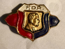 Vintage FDR Franklin D Roosevelt Enamel Campaign Pins Political Lot of 2 picture