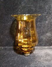 Votive Glass Peg Candleholder Round Amber Yellow Tulip Scalloped 5.5