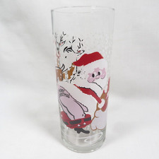 Vintage Christmas Tumbler Mooning Santa Claus Libbey Glass Tom Collins picture