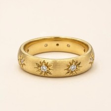 Diamond Star Celestial Filigree Band Ring In 14k yellow Gold Plated Gift picture