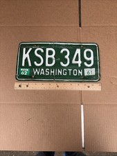 VINTAGE 1961 1962 Tag WASHINGTON STATE  LICENSE PLATE  #KSB349 picture