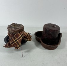 2 Pc Vintage Country Primitive Candle Holders Votive Decoration Display picture