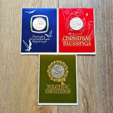 3 Vintage Franklin Mint Christmas Medallion Coin Greeting Card Holiday Lot 1968 picture