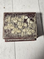Vintage Hand Crafted Genuine Incolay Stone Jewelry Trinket Box USA Red/white picture