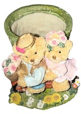 Ceramic Planter Teddy Bears 4-1/4 in Tall X 3-7/8 in Diameter picture