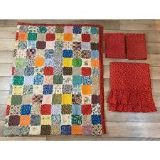 Handmade Patchwork Quilt Blanket w/Matching Pillowcases/Bed Scarf 66x80