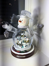 Thomas Kinkade White Christmas Snowman Moving Train Lights COA 2007 picture