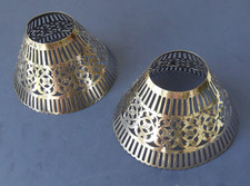 Two Matching Gorham 05 Silverplate Pierced Candle or Lamp Shades - 5-1/2
